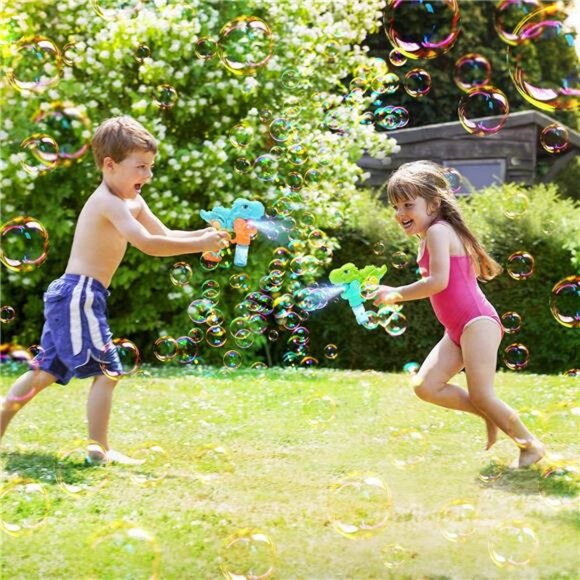 2 Bubble Guns Machine for Toddlers, with 4 Refill Solution for Kids - Picture 4 of 6